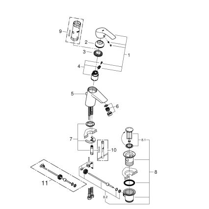 GROHE 33265002 - Waschtischarmatur EUROSMART DN 15 Größe S, glänzender Chrom