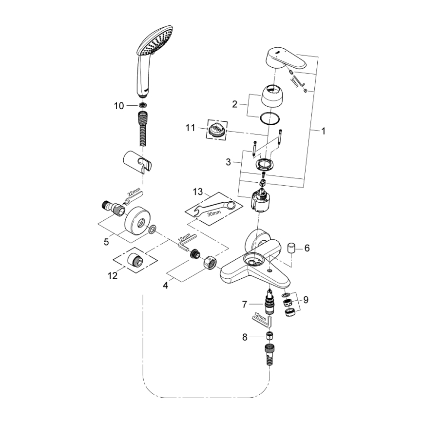 GROHE 33395002 - Badewannenarmatur EURODISC COSMOPOLITAN glänzender Chrom