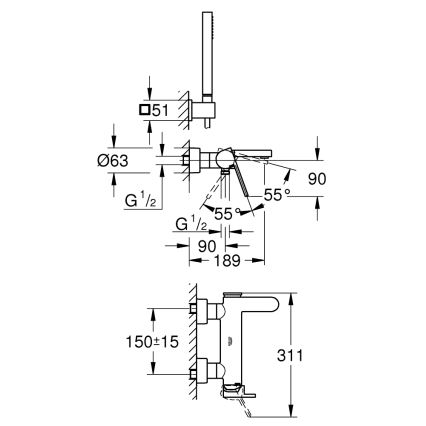 GROHE 33547003 - Badewannenarmatur PLUS, glänzender Chrom