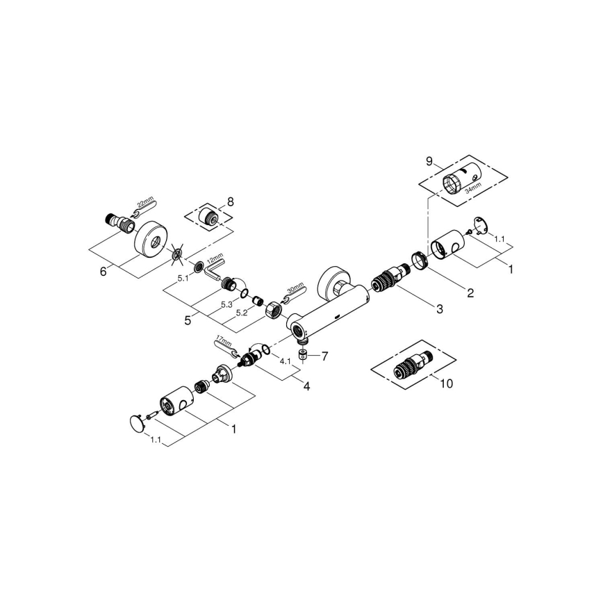 GROHE 34065AL2 - Thermostat-Duscharmatur GROHTHERM 1000 COSMOPOLITAN DN 15 Graphit