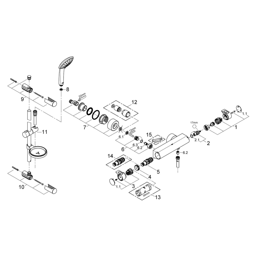 GROHE 34195001 - Thermostat-Armatur GROHTHERM 2000 mit EUPHORIA 110-Set, Chrom