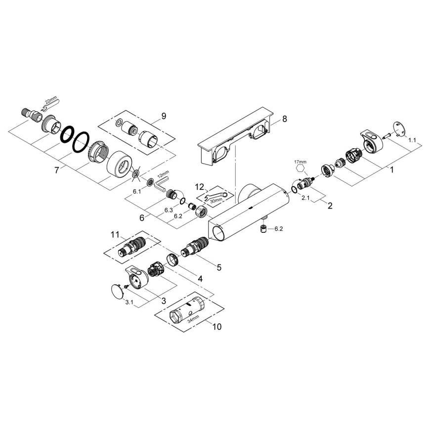 GROHE 34469001 - Thermostat-Duscharmatur GROHTHERM 2000 DN 15 Chrom