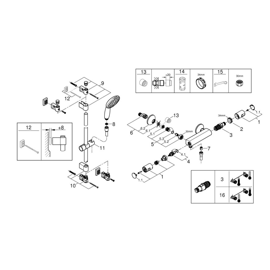 GROHE 34597001 - Thermostat-Duscharmatur PRECISION START DN 15 Chrom