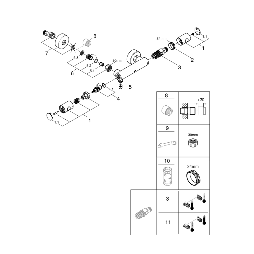 GROHE 34773000 - Thermostat-Duscharmatur PRECISION GET DN 15, glänzender Chrom