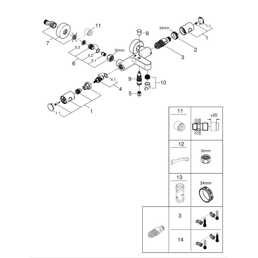 GROHE 34774000 - Thermostat-Wannenarmatur PRECISION GET DN 15 Hochglanz-Chrom