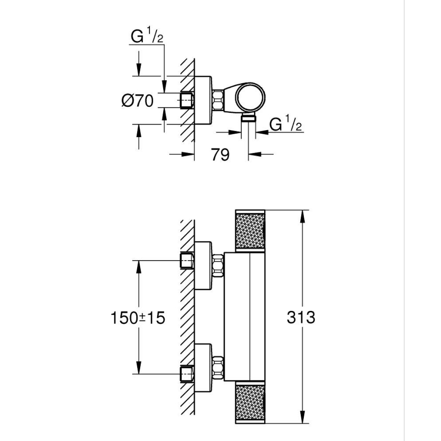 GROHE 34790000 - Thermostat-Duscharmatur PRECISION FEEL DN 15 Chrom