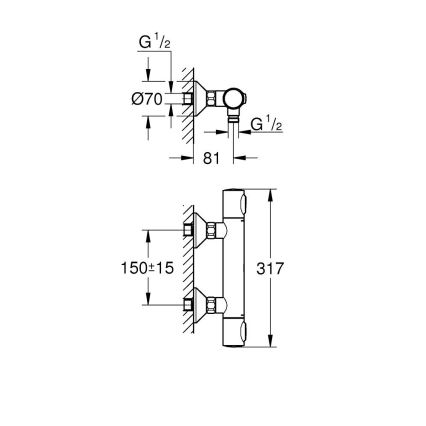 GROHE 34840000 - Thermostatische Duscharmatur PRECISION DN 15, Hochglanzchrom