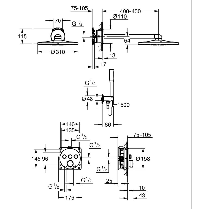 GROHE 34874000 - Duschsystem PRECISION SMARTCONTROL 310 mm glänzender Chrom