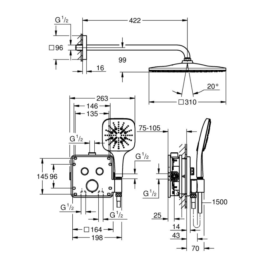 GROHE 34876000 - Duschsystem PRECISION SMARTCONTROL 310 × 310 mm Chrom