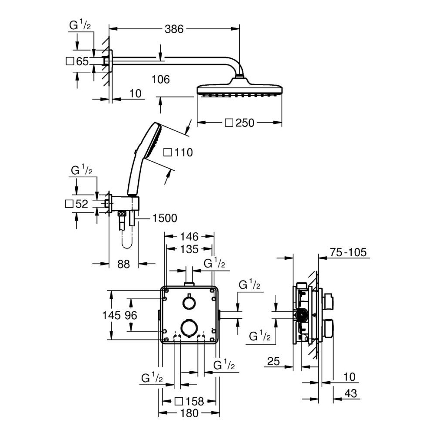 GROHE 34882000 - Duschsystem PRECISION VITALIO COMFORT 250 glänzender Chrom