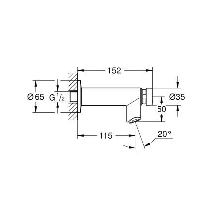 GROHE 36266000 - Selbstschließendes Wandventil EUROECO COSMOPOLITAN T DN 15 Chrom