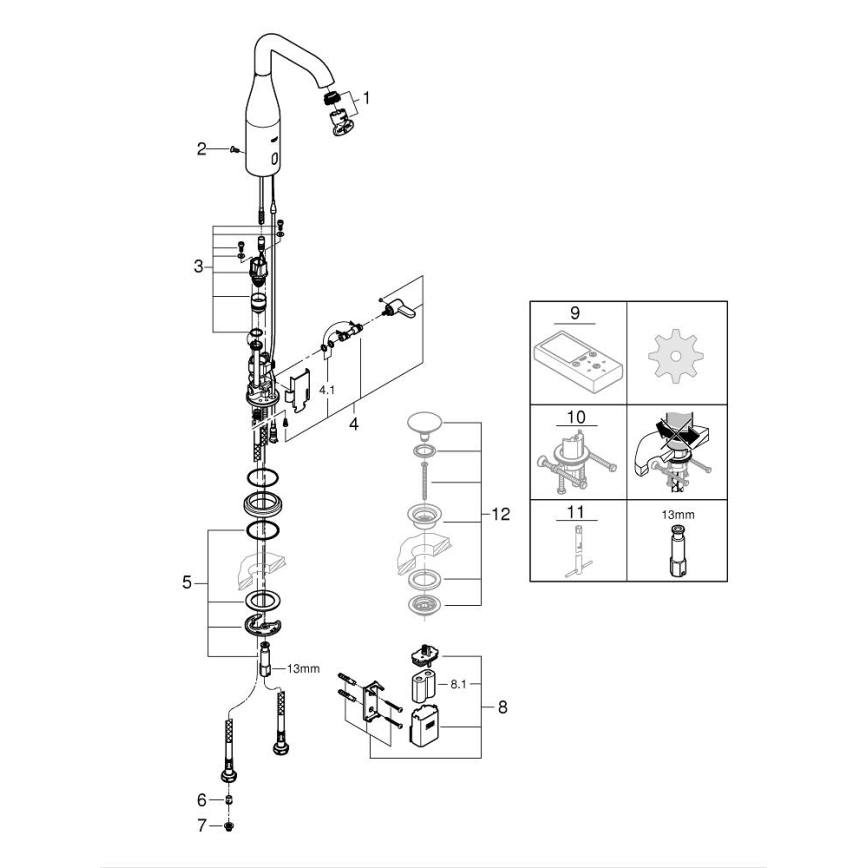 GROHE 36445000 - Infrarot-elektronische Waschtischarmatur ESSENCE E, Hochglanz-Chrom