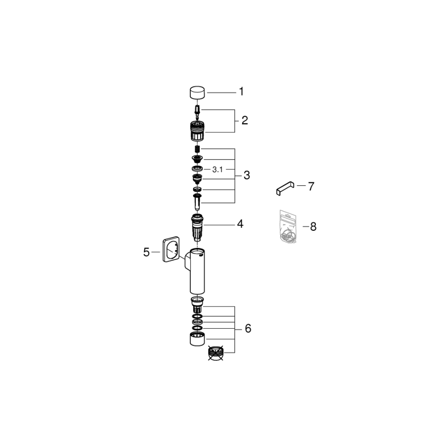 GROHE 37349000 - Druckspüler RONDO A.S. 3” glänzender Chrom