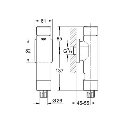 GROHE 37349000 - Druckspüler RONDO A.S. 3” glänzender Chrom