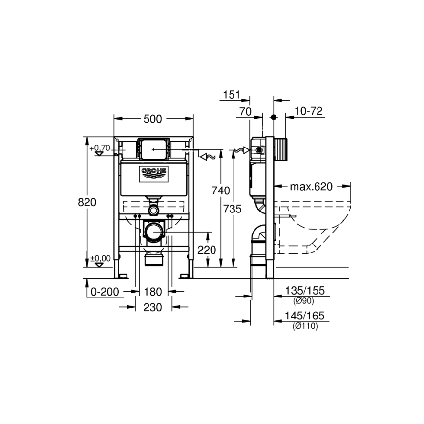 GROHE 38526000 - WC-Modul RAPID SL 0,82 m weiß