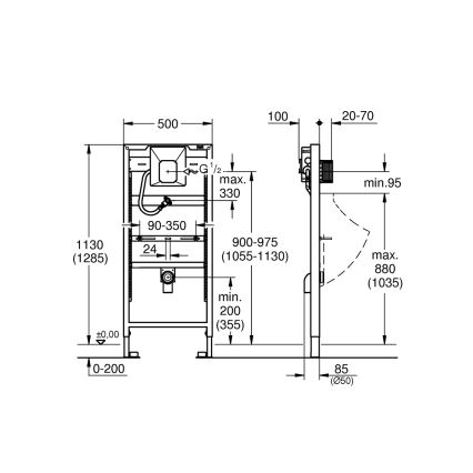 GROHE 38786001 - Urinal-Modul RAPID SL für 1,13 m und 1,30 m