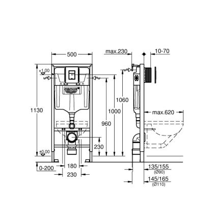 GROHE 388112430 - 3-in-1-Set WC SOLIDO 1,13 m matt-chrom