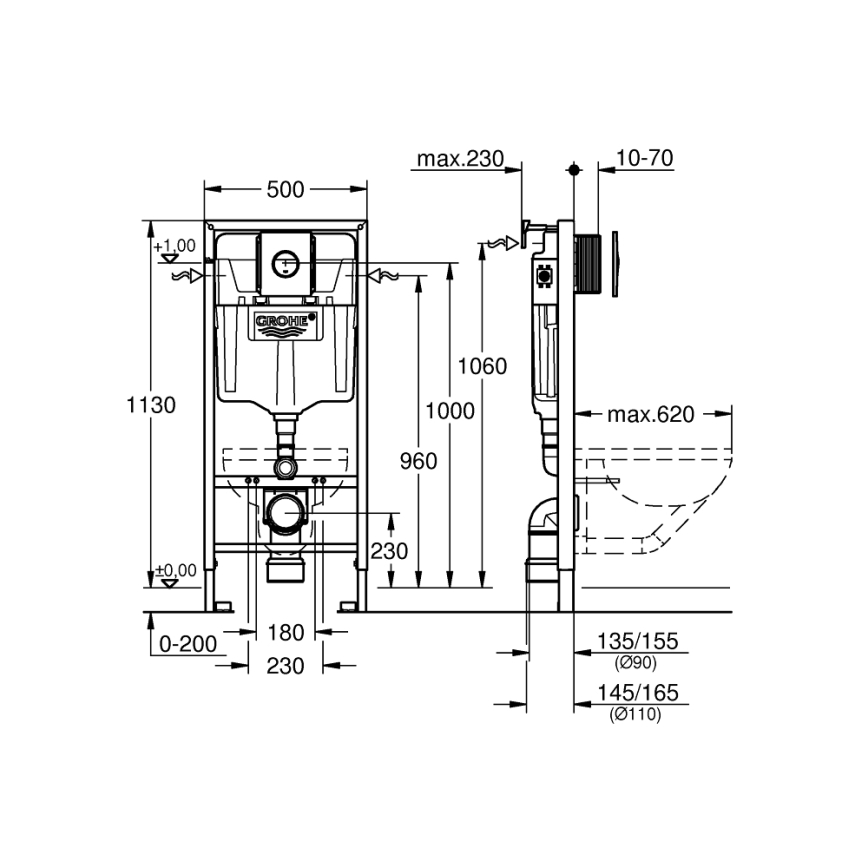 GROHE 38860000 - 3-in-1-Set RAPID SL 1,13 m