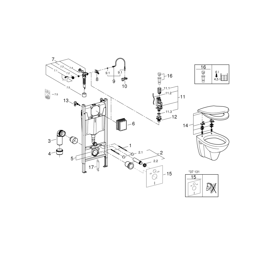 GROHE 39116000 - 4-in-1-Set mit Keramik SOLIDO COMPACT 1,13 m