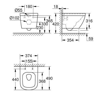 GROHE 39206000 - Wand-WC EURO CERAMIC 49 cm Keramik/weiß