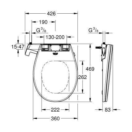 GROHE 39648SH0 - Manueller Bidet-Sitz BAU CERAMIC Duroweiß