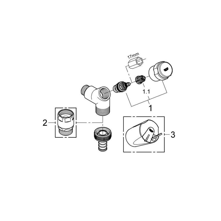 GROHE 41010000 - Anschlussventil EGGEMANN DN 15, hochglänzend verchromt