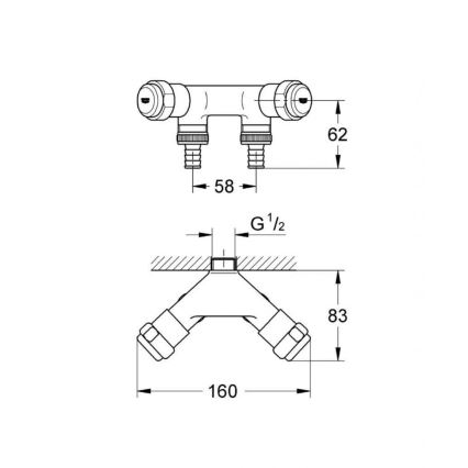 GROHE 41022000 - Doppelventil EGGEMANN DN 15, chromglänzend