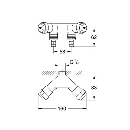 GROHE 41022000 - Doppelventil EGGEMANN DN 15, chromglänzend