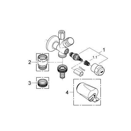 GROHE 41073000 - Kombi-Eckventil WAS 12” × 38” hochglänzend verchromt