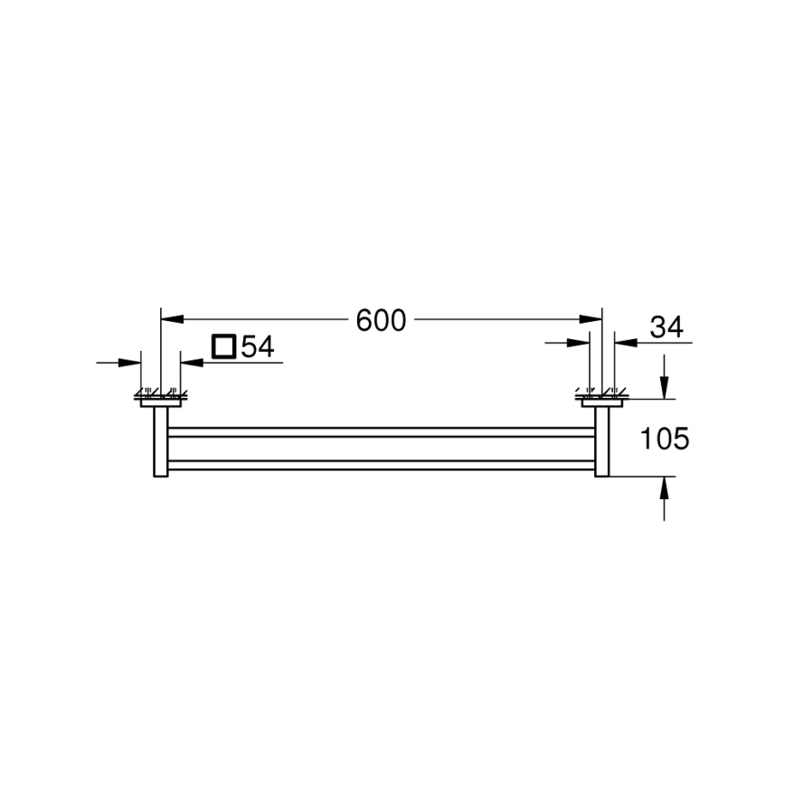 GROHE 41104DC0 - Doppelter Handtuchhalter QUICKFIX START CUBE 654 mm Edelstahl
