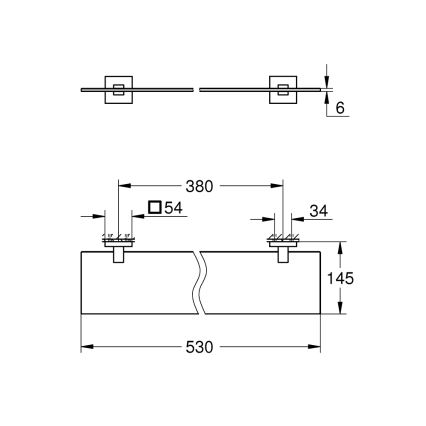 GROHE 41109000 - Glasablage START CUBE 530 mm, glänzender Chrom