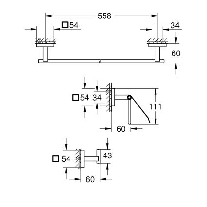 GROHE 41124DC0 - START CUBE Zubehör-Set 558 mm, Edelstahl