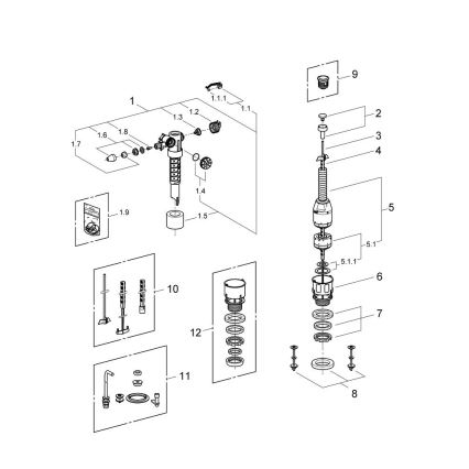 GROHE 43907PI0 - Ersatzset für keramische WC-Spülkästen