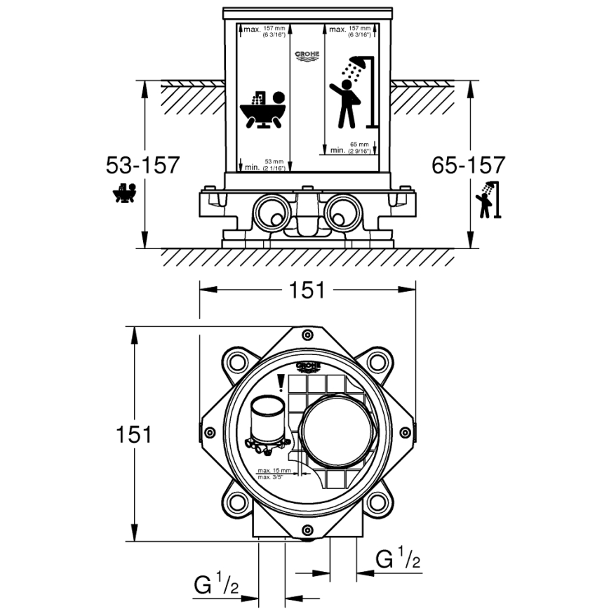 GROHE 45984001 - Unterputz-Set DN 15, Messing