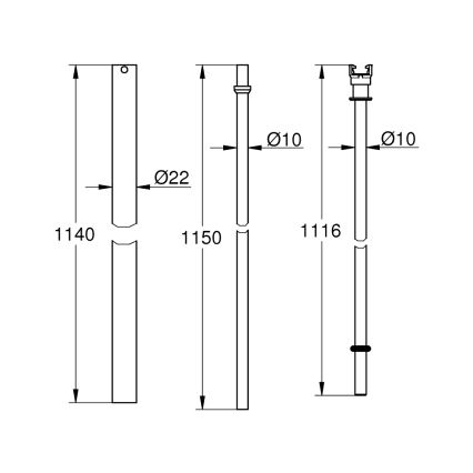 GROHE 48053000 - Duschrohr zur nachträglichen Montage, um 15 cm verlängert, hochglanzverchromt