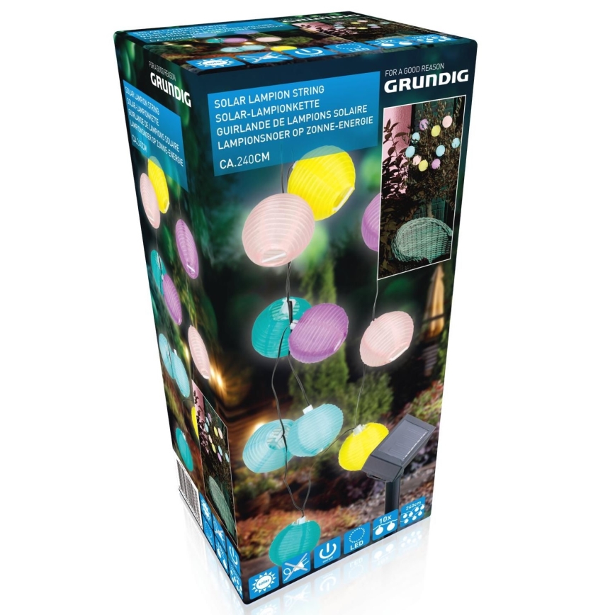 Grundig 14106 - LED Solar-Lichterkette 2,4 m 10xLED/1,2V 600 mAh