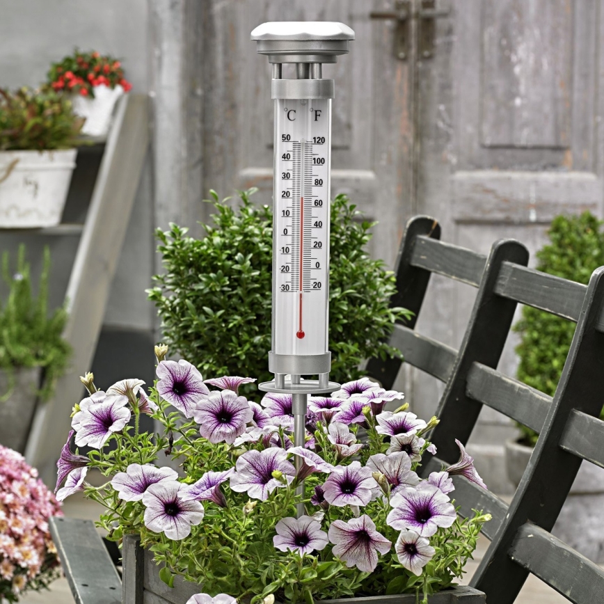 Grundig 89640 - LED Solarlampe mit Thermometer 1xLED/1,2V