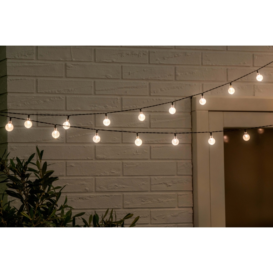 Grundig - Dimmbare LED-Solarlichterkette 50xLED/8 Funktionen 9,35m IP44 warmweiβ + Fernbedienung