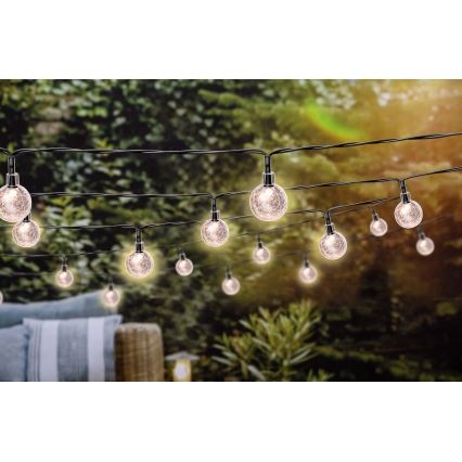 Grundig - Dimmbare LED-Solarlichterkette 50xLED/8 Funktionen 9,35m IP44 warmweiβ + Fernbedienung