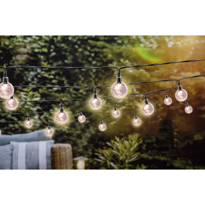 Grundig - Dimmbare LED-Solarlichterkette 50xLED/8 Funktionen 9,35m IP44 warmweiβ + Fernbedienung