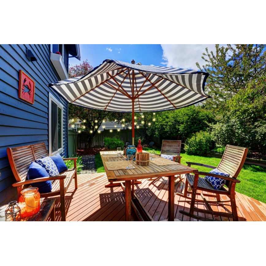 Grundig - LED dimmbare Solar-Lichterkette 50xLED/8 Funktionen 9,35 m warmweiß 1200 mAh + Fernbedienung