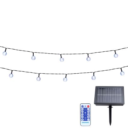Grundig - LED dimmbare Solar-Lichterkette 50xLED/8 Funktionen 9,35 m warmweiß 1200 mAh + Fernbedienung