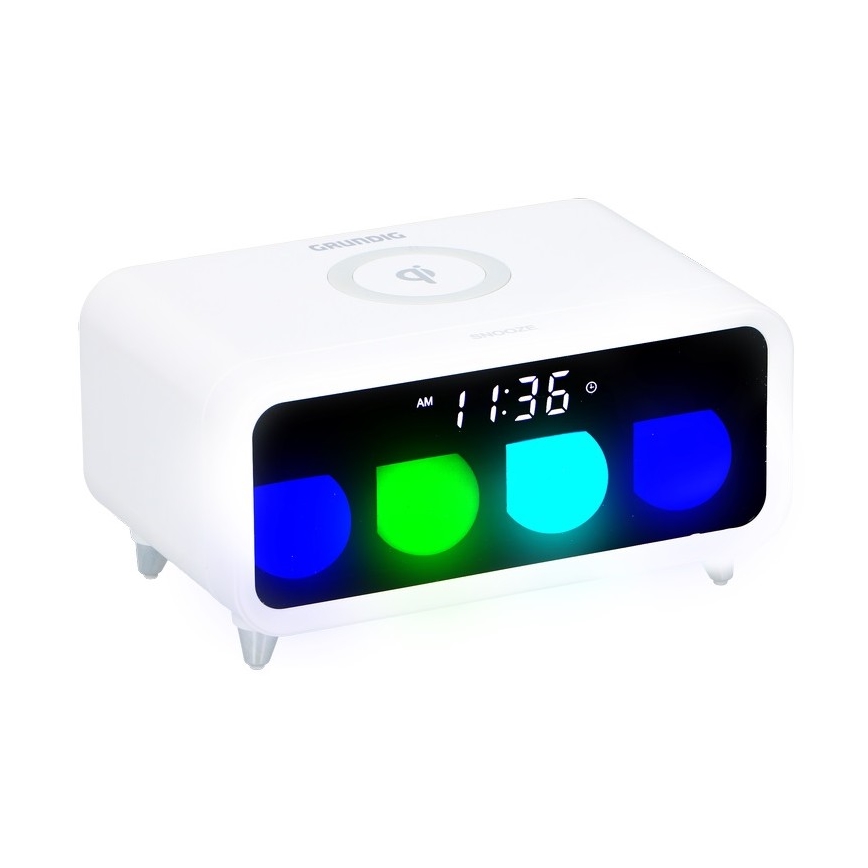 Grundig - Dimmbare LED-Nachtleuchte mit Wecker und kabelloser Aufladung LED/5W/230V