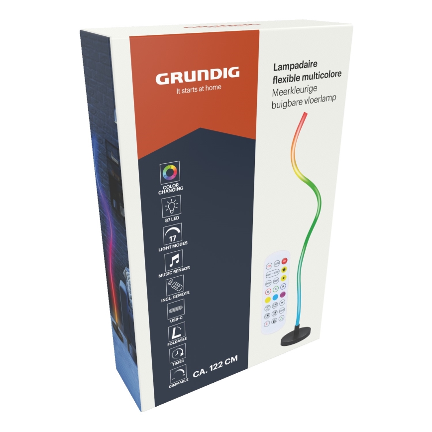 Grundig - LED RGB dimmbare Stehlampe LED/5W/5V + Fernbedienung