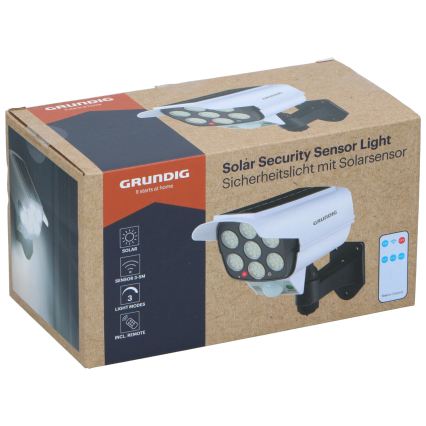 Grundig - LED-Solar-Attrappe einer Sicherheitskamera mit Sensor, 1,2 V/800 mAh + Fernbedienung
