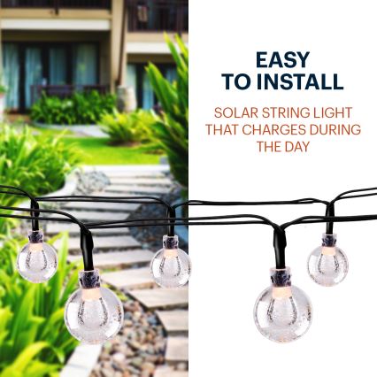 Grundig - LED Solar-Lichterkette 50xLED/8 Funktionen 6,9 m warmweiß 600 mAh