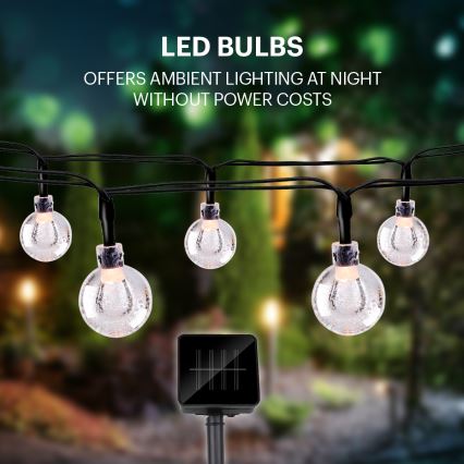 Grundig - LED-Solarlichterkette 50xLED/8 Funktionen 6,9m warmweiβ