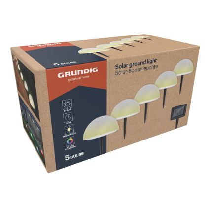 Grundig - SET 5x LED RGBW Solarleuchte LED/3,2V IP44