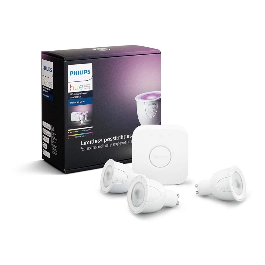 Grundset Philips Hue WHITE AND COLOR AMBIANCE 3xGU10/6,5W/230V 2000-6500K