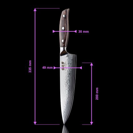 Gudaro - 5-teiliges Set Damast-Küchenmesser SHIRO + Messerhalter und Geflügelschere